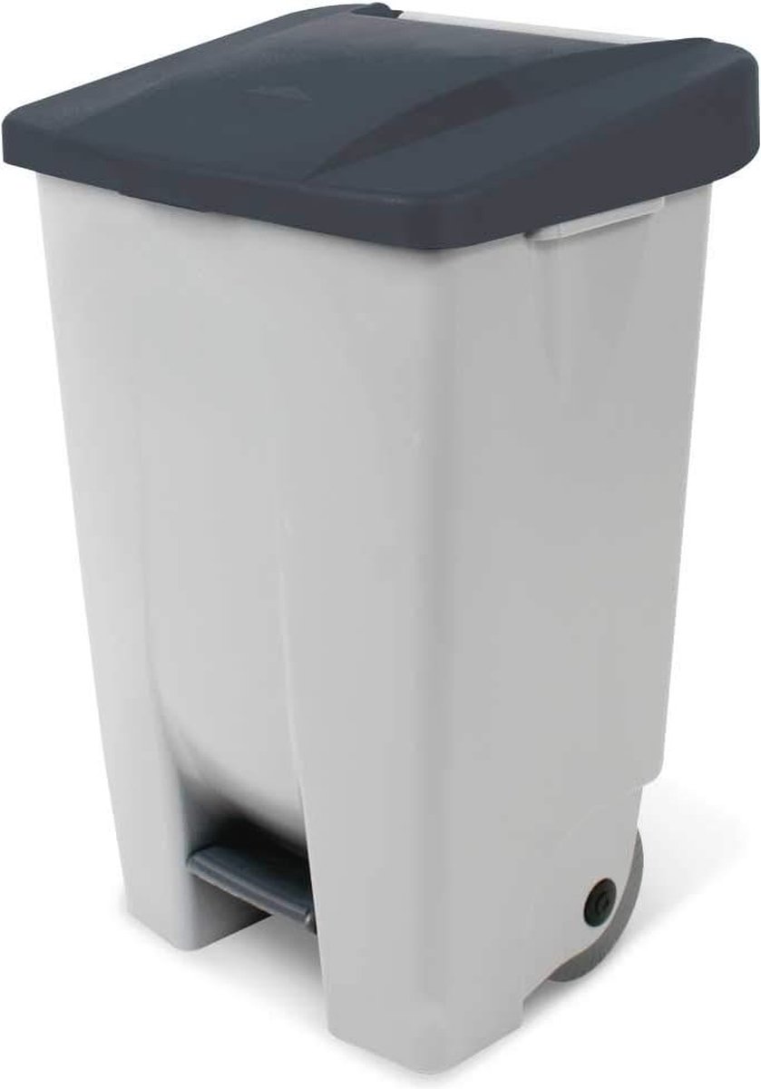 Vuilnisbak 80 Liter met Deksel en Ventilatiegaten - Grijs Zwart