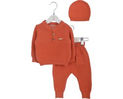 Minora Baby Winter Kledingset- Broek, Trui en Muts voor Jongens en Meisjes- Lange Mouwen Tops en Broek Sweatsuit Outfits Kleding- Bovenkleding en Broeken- Kraamcadeau - Newborn 9/12 Maanden-Orange- koningsdag