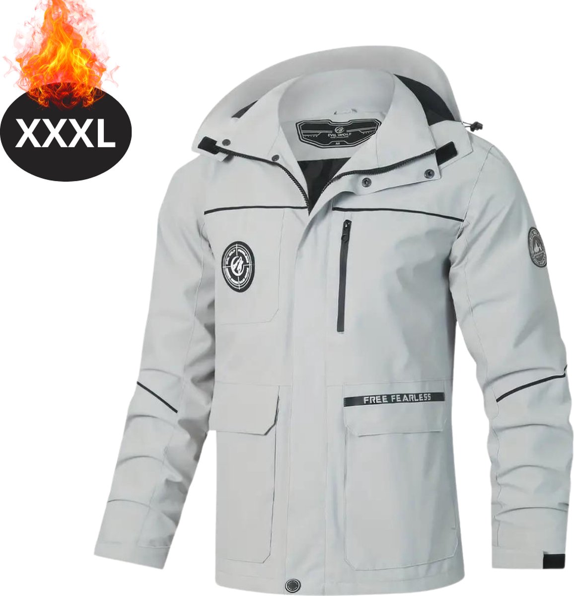 Nivard Windjas Voor Heren Parka Lente & Herfst Jas Volwassen Windjack Windbreaker Outdoor Buiten Grijs