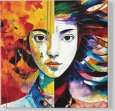 Peinture sur toile Femme - Abstrait - Portrait - Art - 60x60x2 cm