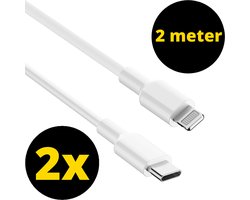 2x Oplader kabel 2 meter geschikt voor iPhone - Kabel geschikt voor lightning - USB C kabel - Lader kabel