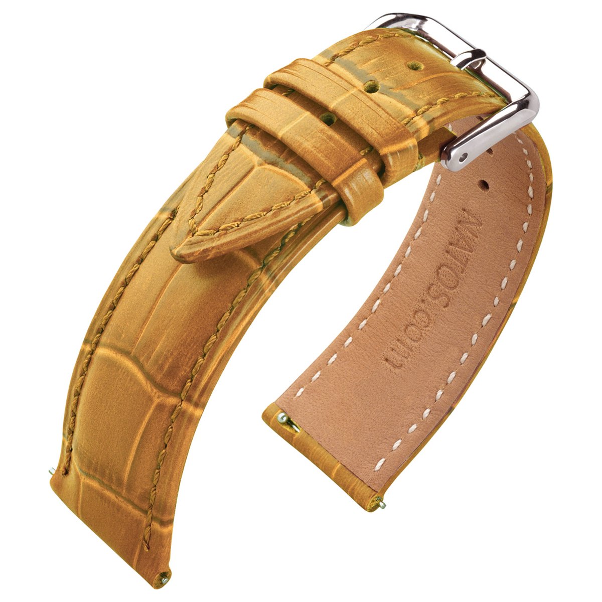 Kalfslederen Horlogebandje Alligator Lichtbruin 22mm