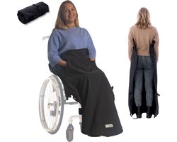 Belieff Rolstoel Deken - Rolstoeldeken - Voetenzak Rolstoel Volwassene - Rolstoelzak - Beenkleed - Wind- en Waterdicht - Fleece - Open Onderkant - Zwart - Medium