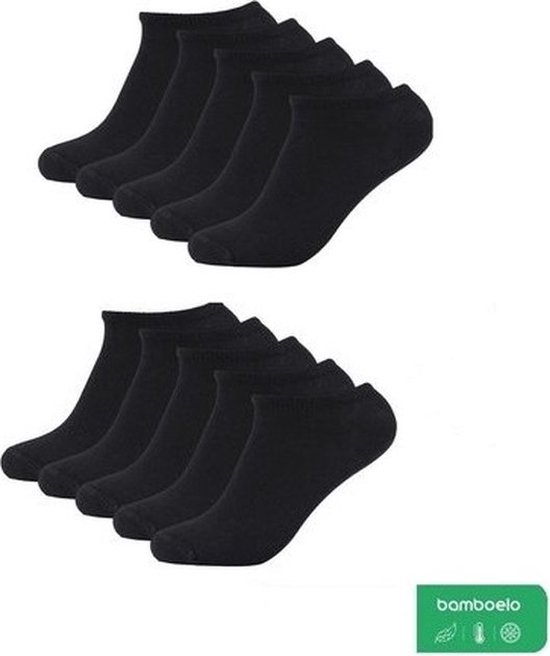 Chaussettes Bali Sneaker - Chaussettes basses 6 paires - Zwart - Femmes & Hommes - Chaussettes en Bamboe - Chaussettes Chaussettes - Antibacterieel - Taille 43/46