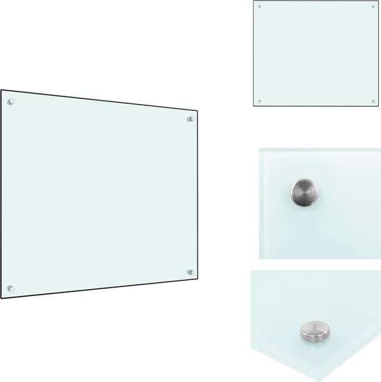 vidaXL Pare-éclaboussures de Cuisine - Pare-éclaboussures de Cuisine - Paroi arrière de cuisine - Murs arrière de Cuisine - Pare-éclaboussures de cuisine 70x60 cm Verre trempé Blanc