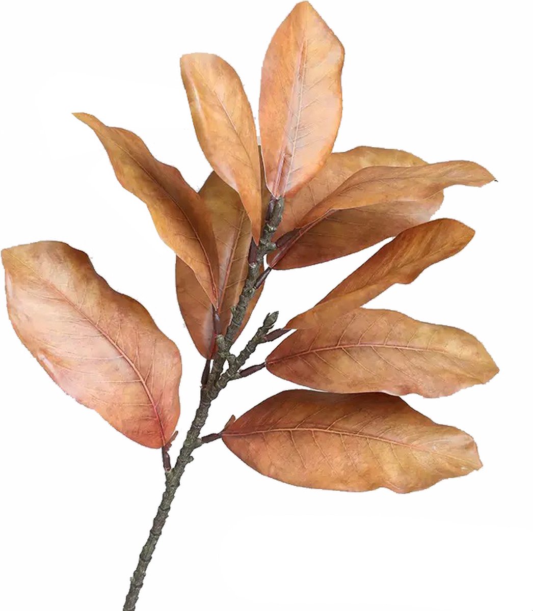 Steelbloem / kunstbloem magnolia blad 50 cm herfst -geel