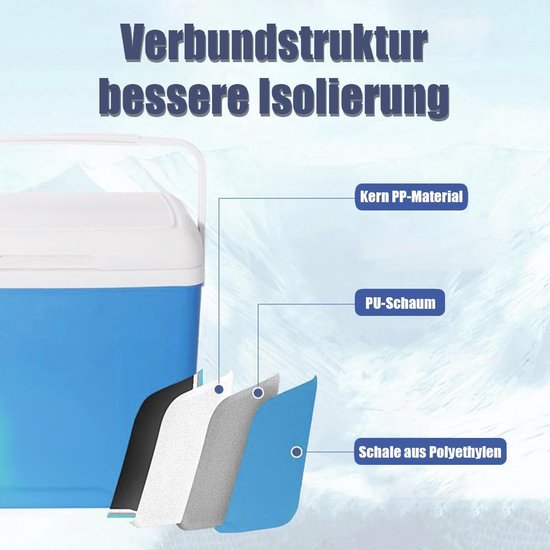 Kleine passieve koelbox 5 liter met lange warmtebehoudtijd voor auto, camping en picknick van Perel — afbeelding 4