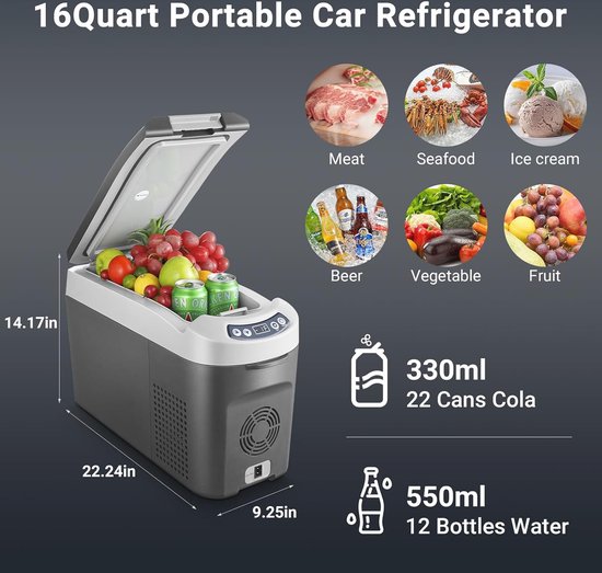 Draagbare koelbox 15 liter voor auto en camper - Perfect voor onderweg en buitenactiviteiten — afbeelding 2