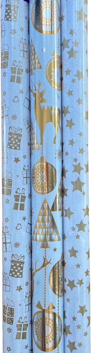 FESTIVE GIFTS Inpakpapier – Cadeaupapier – 300 x 70cm – 2 rollen – Kerst – Luxe Cadeauverpakking – Kleurrijk