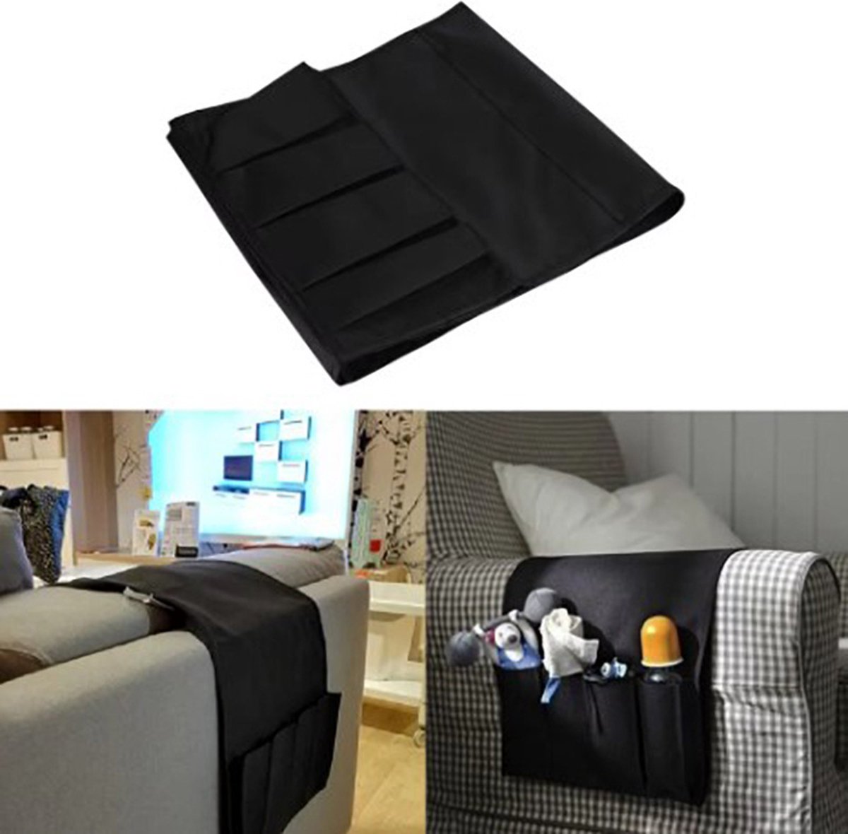 Actie4you® - Armleuning Organizer - Afstandsbediening Houder - Multifunctionele Bankstel Organizer – Opberkzak – Bank Hangzak – Zwart