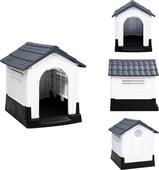 vidaXL Hondenhok - Hondenhokken - Honden Hok - Hondenhuis - Hondenhok 57x68x66 cm polypropeen grijs