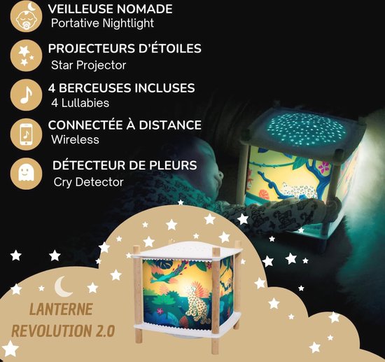 Muzikaal en Lichtgevend Babynachtlampje met Sterrenhemel Projector - Oplaadbaar USB Nachtlampje met Huildetector voor Kinderen van Loblight — afbeelding 2