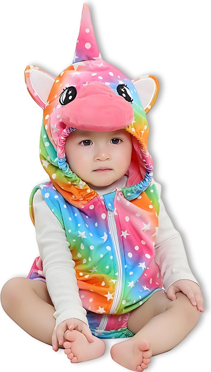 BoefieBoef Zomer Dieren Baby Romper Unicorn Eenhoorn - Schattige en Comfortabele Dreumes Onesie 12-24 Maanden 1-2 jaar M - Kraamcadeau Tip - Dierenpak - Verkleedkostuum - Verkleedkleding - Boxpak - Kruippak - Carnaval - Sinterklaas en Kerst Cadeau