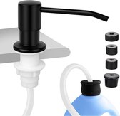 RVS gootsteendispenser keuken, keukenzeepdispenser met 120 cm verlengslang, ingebouwde afwasmiddeldispenser van bovenaf vulbaar voor keukengootsteen, 0,87 - 1,18（Zwart）