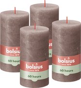 4 bougies pilier rustique Bolsius taupe 68 (60 heures) Eco Shine Rustic Taupe