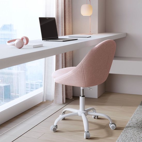 Rootz Draaistoel - Roze - Comfortabele zitting - Ergonomisch ontwerp - Stalen frame - Katoen-linnenmix - 60cm x 60cm x (80-90cm) van Rootz — afbeelding 3