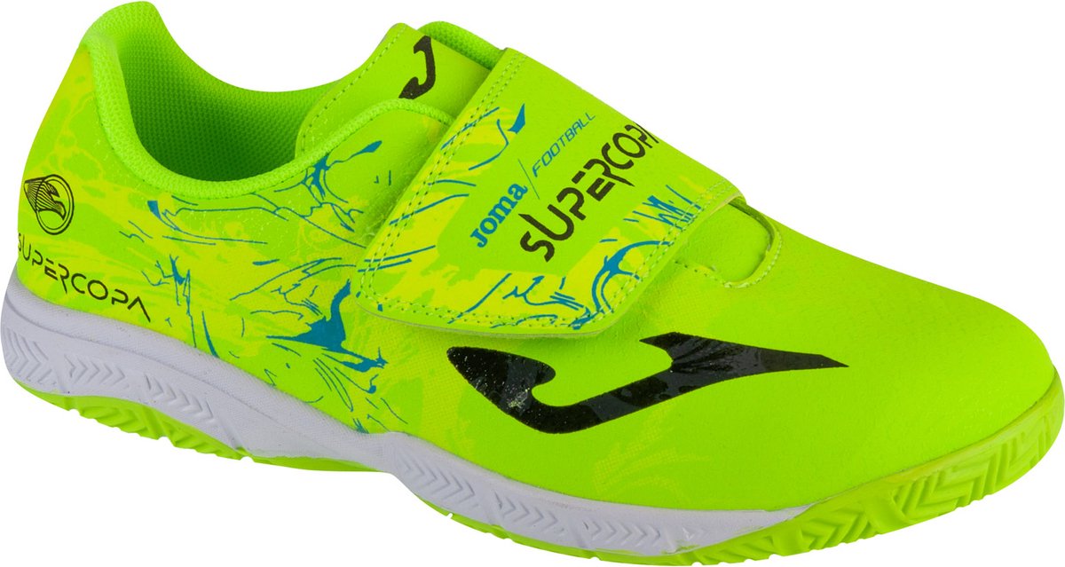 Joma Super Copa Jr 2409 IN, gele indoorschoenen voor jongens, maat 35, synthetisch leder met klittenbandsluiting.