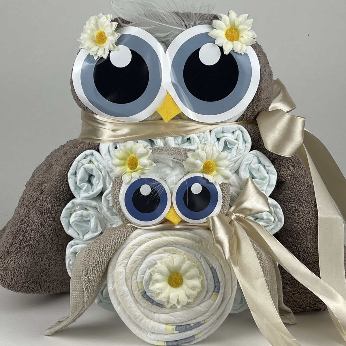 Goedkoopste Chouette-Chouette | Luiertaart Uil Luieruil Neutraal | Kraamcadeau | Geboorte Jongen Meisje | Babyshower | Taupe bruin - Cream