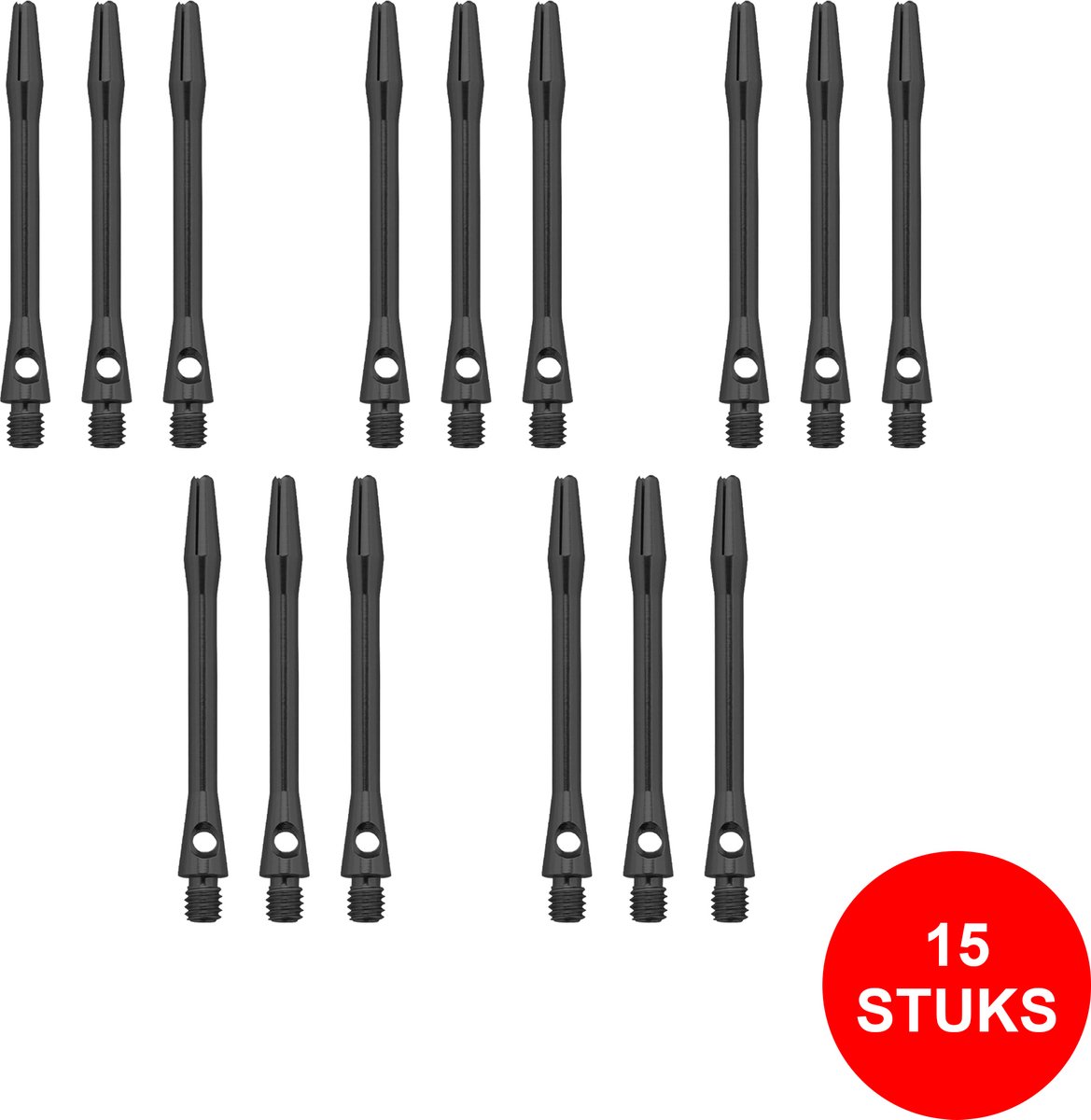 Dragon Darts Dart Shafts - Aluminium Zwart - 5 Sets (15 Stuks) - Medium - Zwarte Darts Shafts