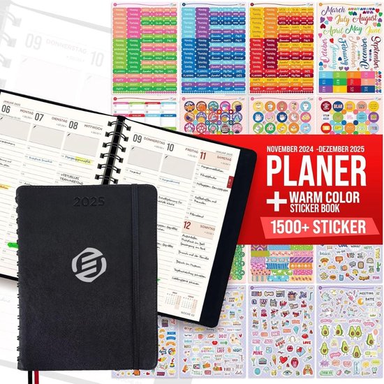 Planificateur hebdomadaire Equivera 2025 - Planificateur hebdomadaire - Agenda - Calendrier - Planificateur mensuel - Planificateur familial