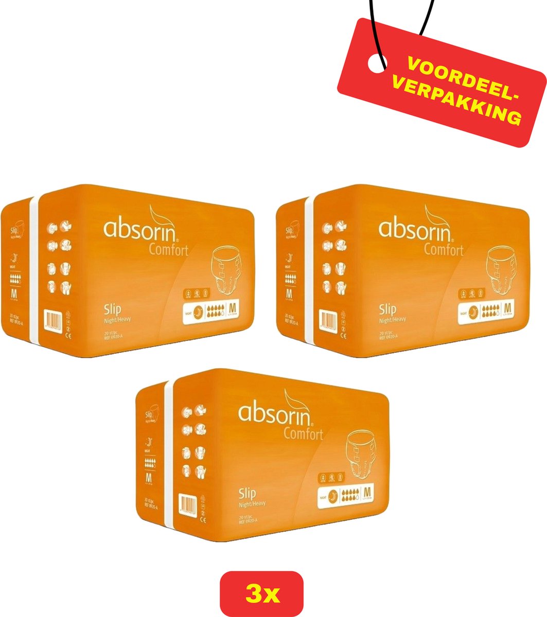 Goedkoopste 3 x Absorin Slip Night/Heavy - Maat M - 9 Drops