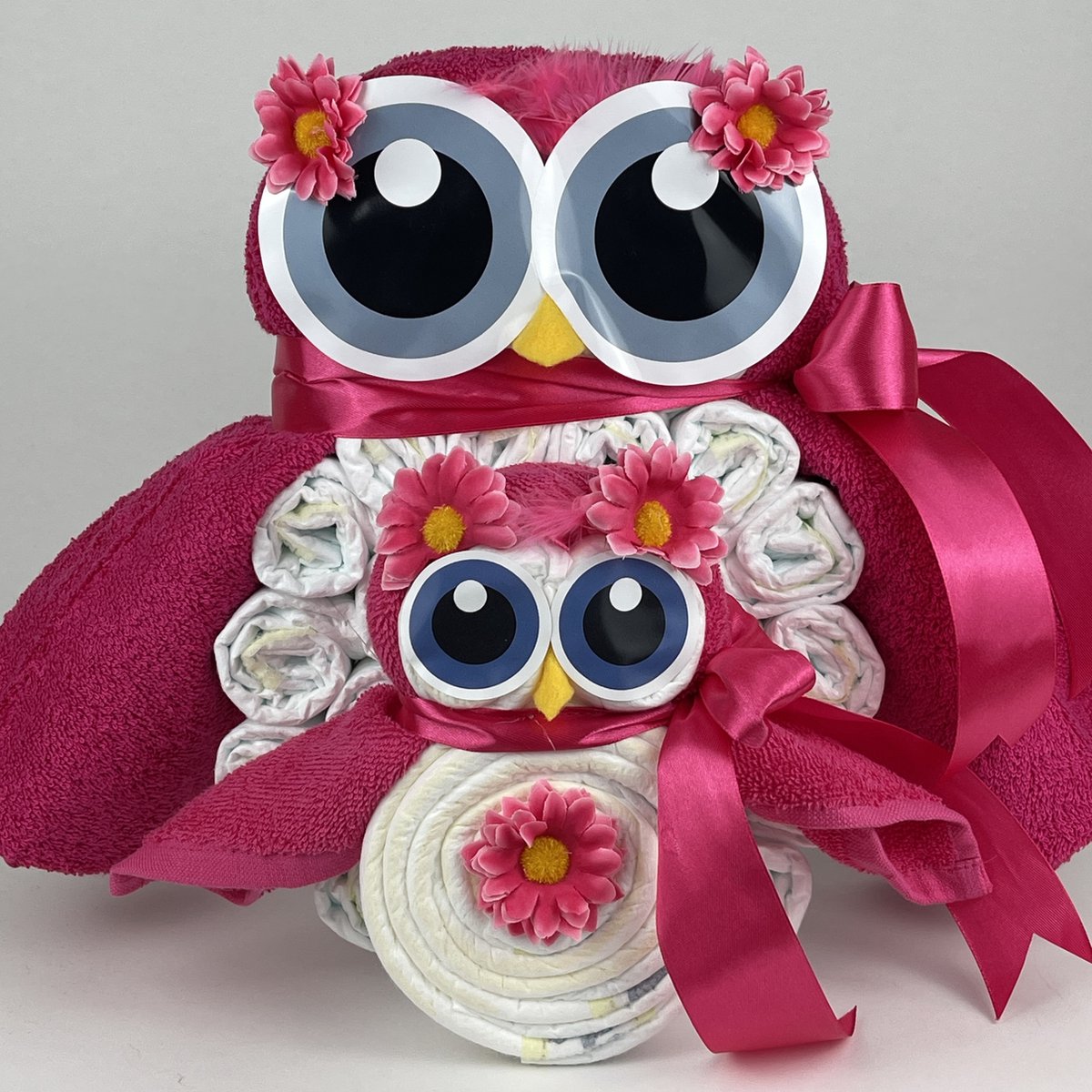 Goedkoopste Chouette-Chouette | Luiertaart Uil Luieruil Meisje | Kraamcadeau | Geboorte Meisje | Babyshower | Fuchsia roze