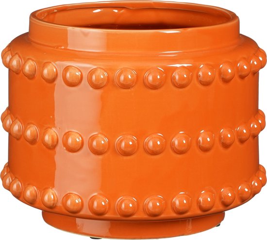 Mica Decorations Boaz Bloempot - H19 x Ø22 cm - Keramiek - Oranje