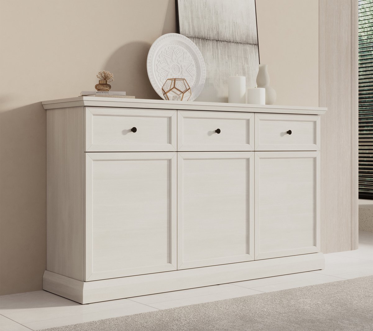 Meubella - Dressoir Leroy - Wit eiken - 146 cm