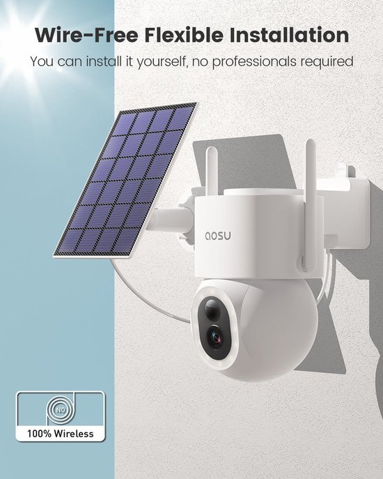 AOSU SolarCam D1 Max - Beveiligingscamera - 3K Resolutie - 2-Weg Audio - 360° Zicht & AI Tracking van Merkloos — afbeelding 2