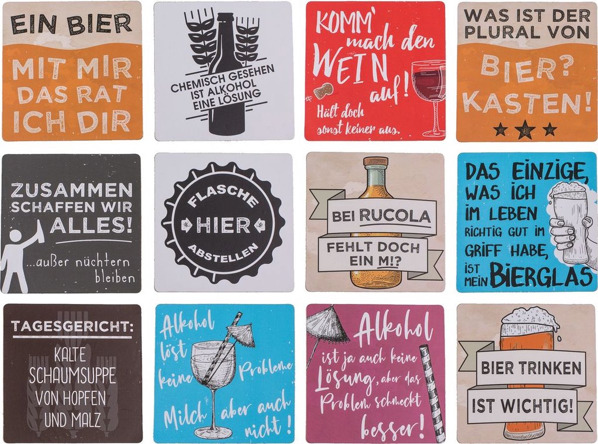 Out of the Blue Slogan Onderzetter - set van 12 stuks
