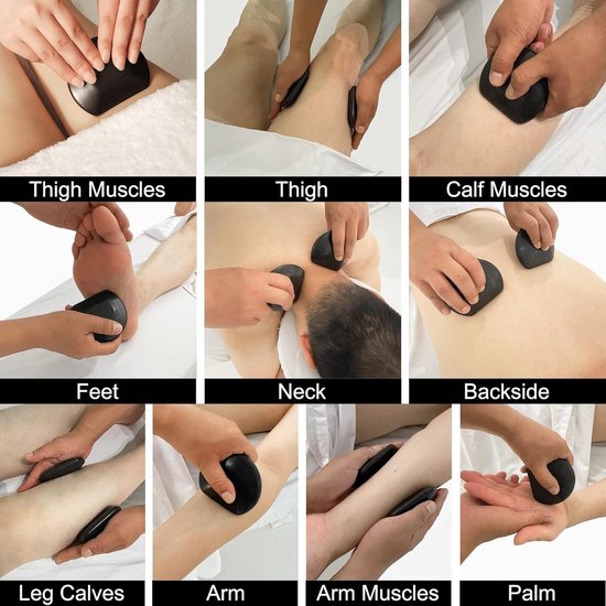 Ensemble de pierres chaudes en pierre de balsal 3/4 rondes, outil de massage, paquet de 2 pierres 100% naturelles - pierres de massage