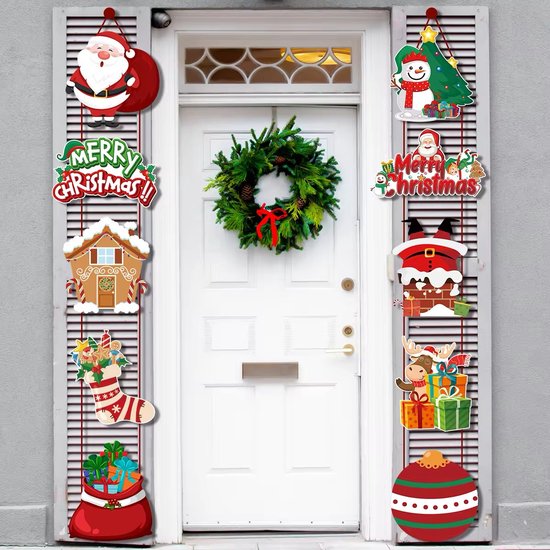 Bannière De Porte De Noël Type Père Noël - Polyester 90x180cm, Décorative Pour Maison, Magasin, école, Ambiance Festive