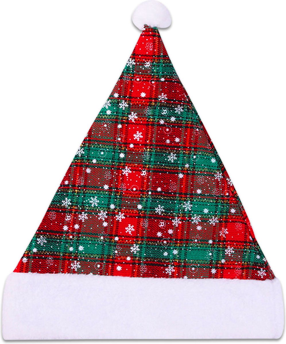 LUQ - Kerstmuts - Sneeuwvlokken - Volwassenen - Kind - Kerstkleding - Kerstversiering - One Size - Groen - Rood