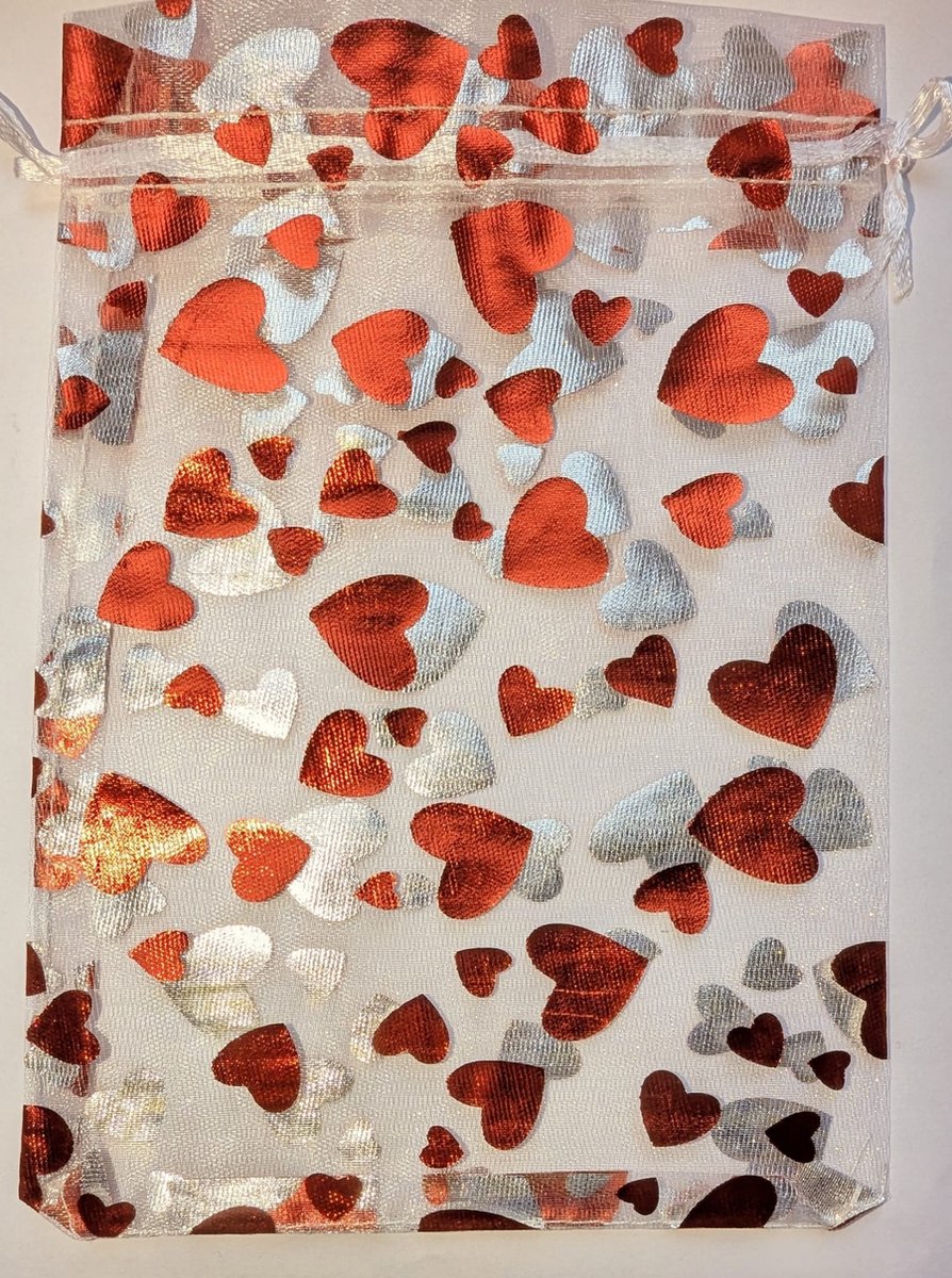 Organza zakjes - Mooi - 9 x 12 cm - 20 stuks – Prachtig – Delicaat – Snoep – Sieraden – Kleine cadeautjes – Decoratie – Feesten – Geschenkjes – HARTJES ROOD - R 9x12