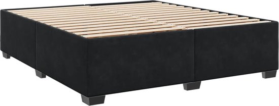 vidaXL - Sommier tapissier - avec - matelas - velours - noir - 200x200 - cm
