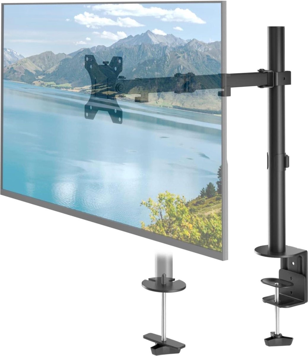 360° draaibare monitorarm voor 13-32 inch schermen met snelle montage - individueel instelbare hoogte en hoek - zwart