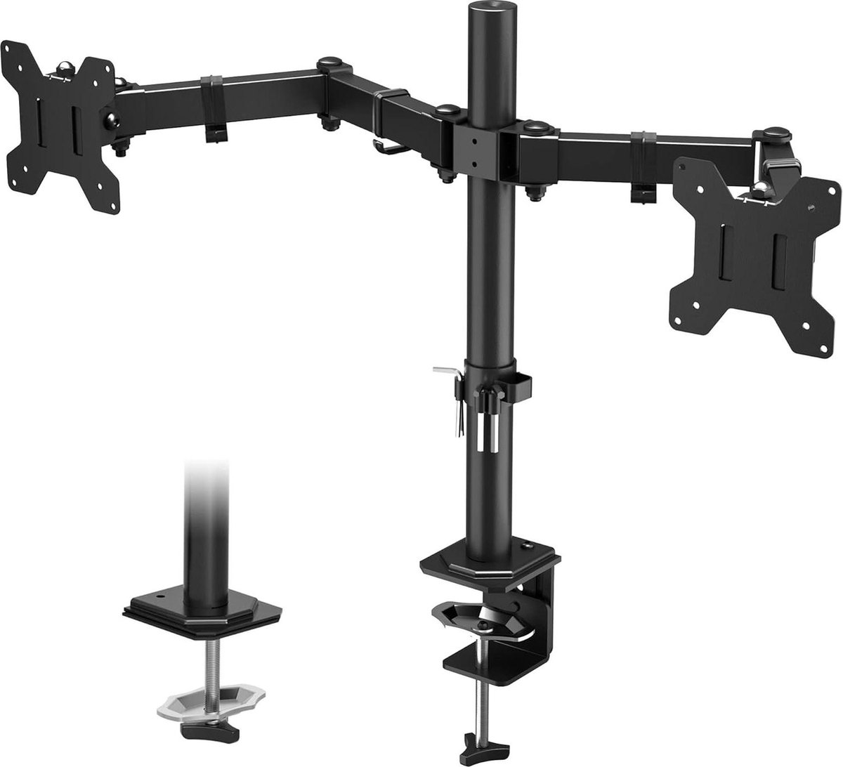 Dubbele Monitor Arm voor 13-27 Inch LCD-LED-schermen - Hoogte Verstelbaar Kantelbaar Draaibaar - Dual Monitor Arm - VESA Afmetingen 75/100 - 8 kg per Arm
