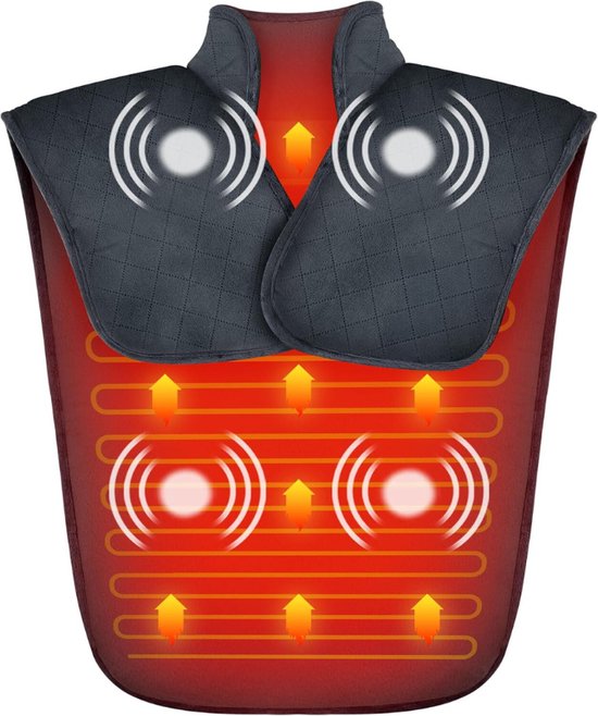 Elektrisch Warmtekussen Voor Rug - Nek En Schouders - 92x51 cm - Snelle Verwarming Met 5 Massagemodi - Draagbaar En Automatisch