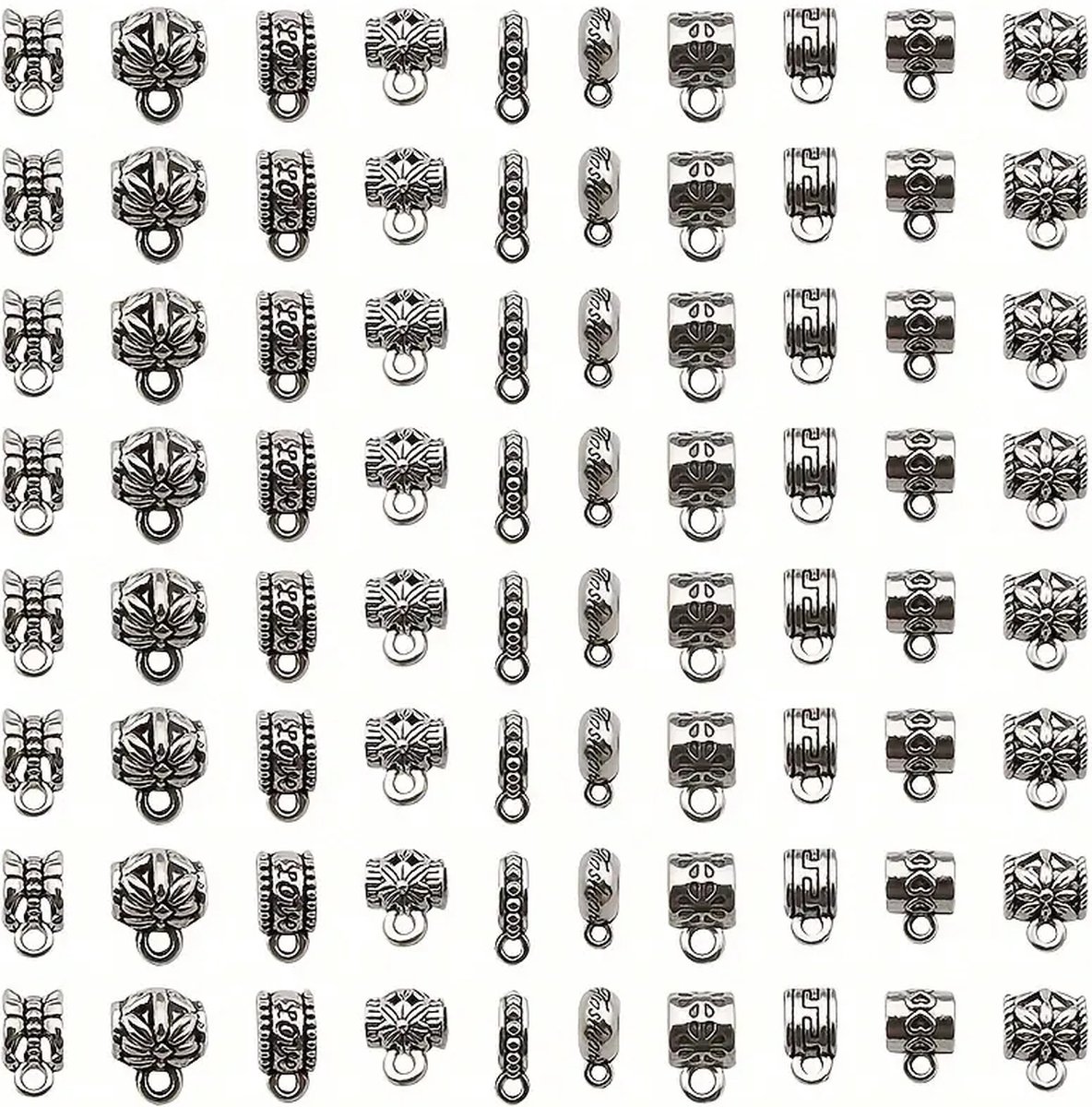 MGM Trading - 100 stuks/verpakking 10 stijlen van zinklegering connector, tussenvoegkraal bedels voor sieraden maken, doe-het-zelf kettingen armbanden
