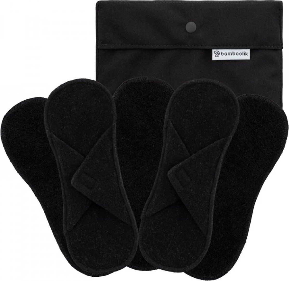 Goedkoopste Bamboolik wasbare inlegkruisjes biologisch katoen met klittenband - 5 stuks & wetbag - wasbare inlegkruisjes - klittenbandsluiting - badstof - zwart