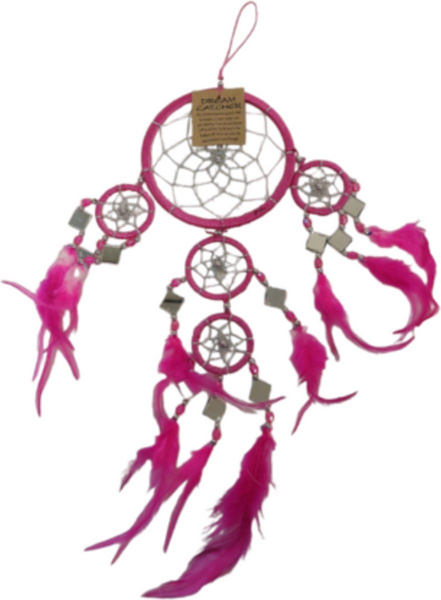 Dromenvanger - Spiegel -11cm - Roze - Dreamcatcher