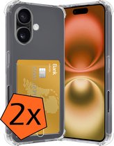 Coque adaptée pour iPhone 16 avec porte-cartes antichoc - Coque adaptée pour iPhone 16 avec porte-cartes - Transparent - Lot de 2