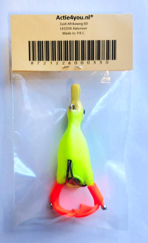 Actie4you® - Kunstaas eend - Softbait - Propeller pootjes - Snoek / Baars (Roofvissen) - Groen Geel van Actie4you — afbeelding 5