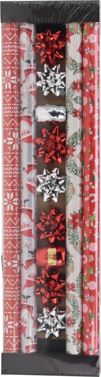 Kerst inpakpapier/cadeaupapier set - 13-delig - 200 x 70 cm - nordic print - inpakken