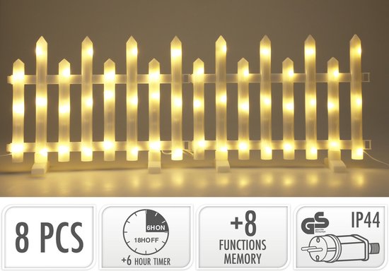 Clôture de Jardin avec Illumination LED en Bois Marron ECD Germany 98x... pas cher