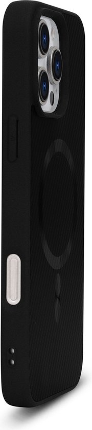 Casemania Coque pour Apple iPhone 16 Pro Max - Zwart - Carbon Back Cover - Convient pour MagSafe
