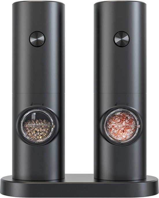 TAVADA Elektrische Zout- en Pepermolenset,Peper- en Zoutmolen,Elektrische Pepermolen,Keramische Molen,Roestvrij Staal Zout Molen,Automatische Zoutmolen met LED-Licht voor Keuken en Barbecue