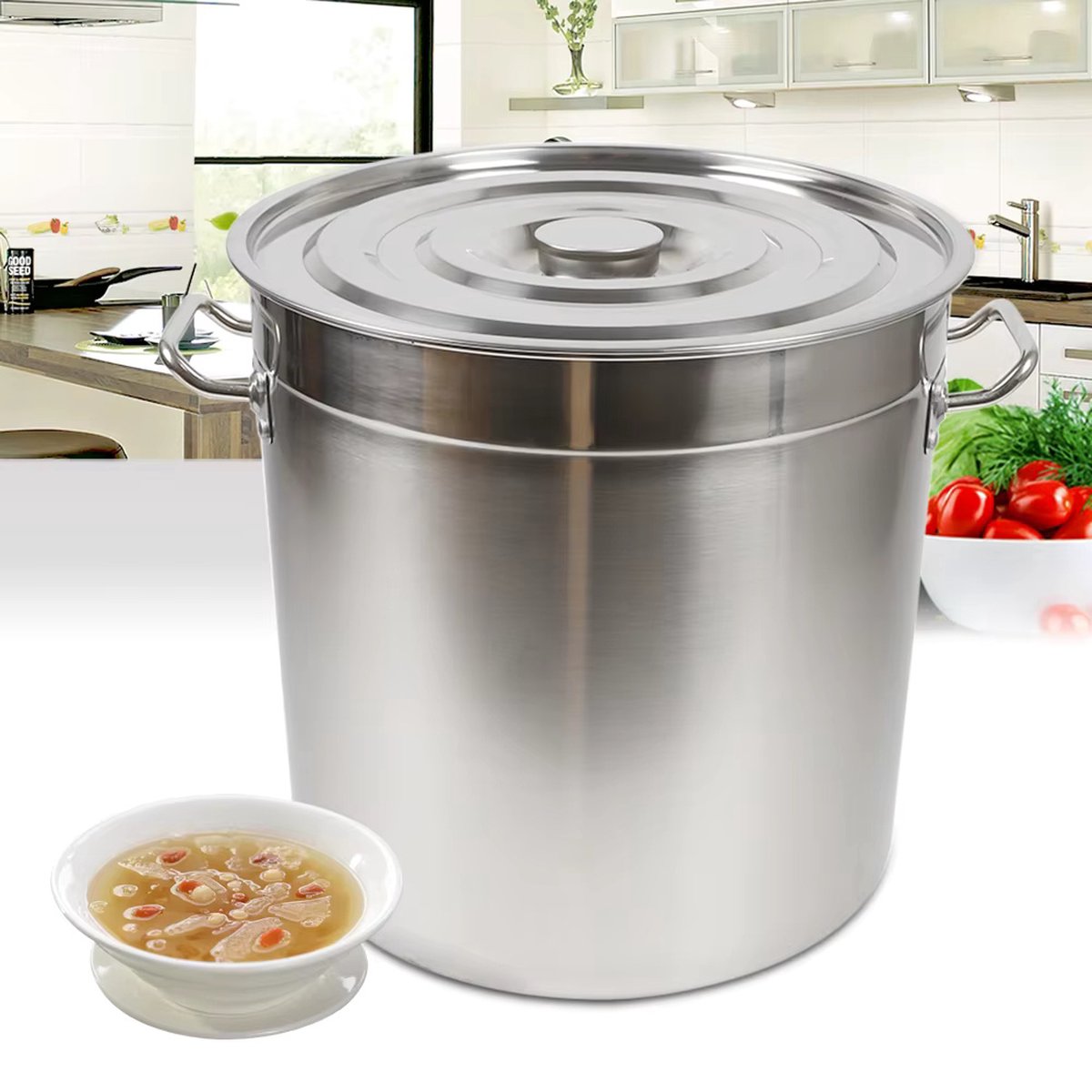 GoMyShop.nl 50L RVS Steelpan – Soeppan met Deksel – Universele – Ideaal voor Camping en Koken