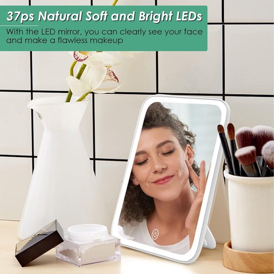 JUTYUM Make-up spiegel met verlichting, cosmeticaspiegel, staande