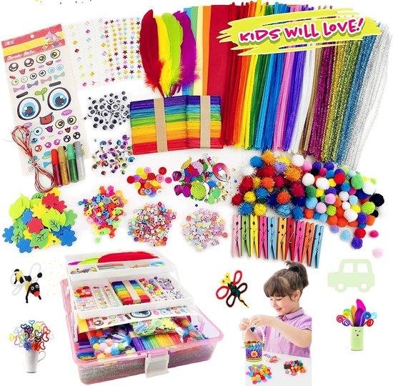 Foto: Knutseldoos zelfmaakset 1000 pcs creatief knutselpakket knutselwerk voor kinderen knutselaccessoires creatief speelgoed knutselkoffer knutselset knutselbox knutselen meisjes knutselen jongens knutselen voor kinderen